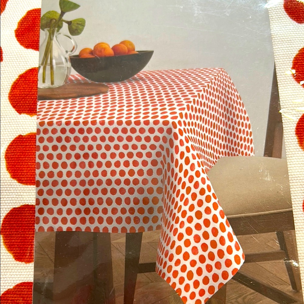 NWT Polka Dot Tablecloth - Rusty Red and White
